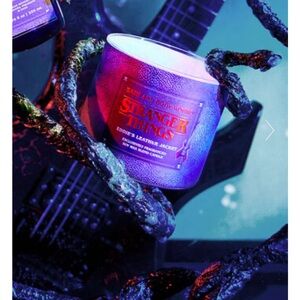 Bath and Body Works.  3-Wick Candle.  Stranger things.  Eddie’s Leather Jacket